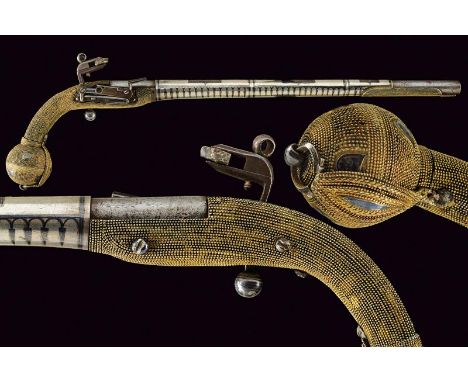 dating: first quarter of the 19th Century provenance: Caucasia, Round, smooth-bore, 13 mm cal. barrel; elegant, iron, finishe