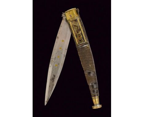 dating: first quarter of the 20th Century provenance: Avigliano, Single-edged blade, decorated with circular, brass inlays. G