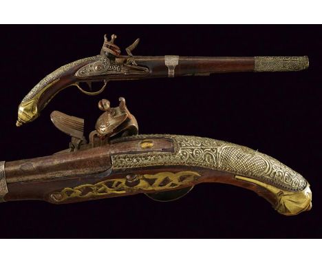 dating: First half of the 19th Century provenance: Turkey, Long, slightly embossed, 15 mm cal. barrel; lock with silver decor