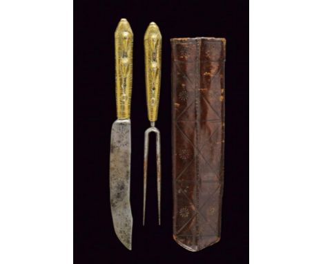 dating: Second half of the 18th Century provenance: Italy, Single-edged blade of the knife, with copper-inlaid ark. Two-prong