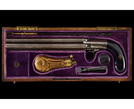 dating: about 1855 provenance: Belgium, A group of five, long, numbered, round, 9 mm cal. barrels, in finest damask; Liege te