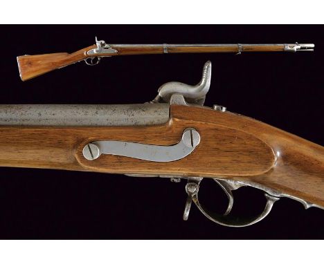 dating: Mid 19th Century provenance: Austria, Round, smooth-bore, 18 mm cal. barrel, with clutch for a bayonet, fore-sight, t