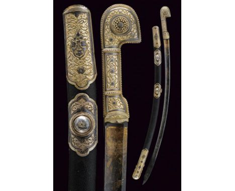 dating: 19th Century provenance: Caucasia, Curved, damask blade from the beginning of the 19th Century, with single-and false