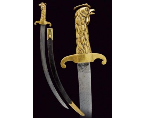 dating: Second quarter of the 19th Century provenance: France, Wide, curved, single-and short false-edged blade, with flat fa