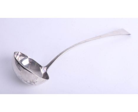 A Geo III silver ladle, London marked RCGS?, approx. 4.50oz.