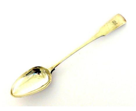 A George III Provincial silver fiddle pattern basting spoon by John Robertson (II) and John Walton, Newcastle, 1813, initiall