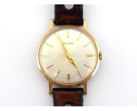 Bulova, a 1960s gentleman's 9 carat gold dress watch, the Dennison case hallmarked Birmingham, 1964, the silvered dial with g
