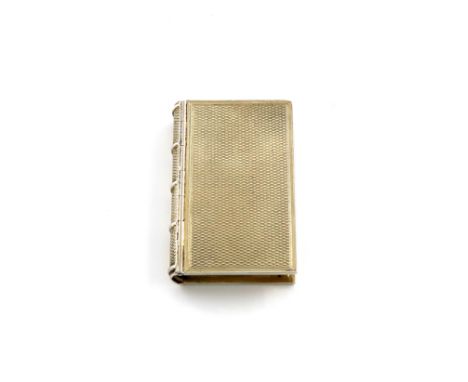 An early Victorian novelty silver-gilt book vinaigrette, by Charles Rawlings and William Summers, London 1837, the front and 
