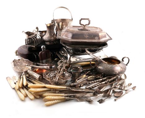 A mixed lot, comprising silver items: a set of eleven Victorian fruit knives and forks, by Elkington and Co., Birmingham 1881