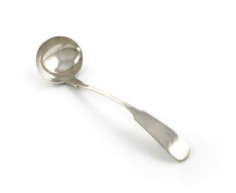 An early 19th century Scottish provincial silver Fiddle pattern toddy ladle, by John Sellar, Wick circa 1820, oval bowl, the 