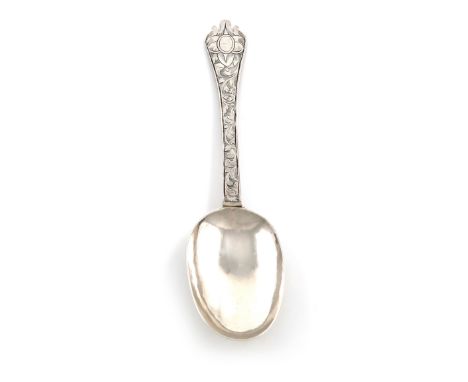 A William and Mary silver Engraved Trefid spoon, by Thomas Issod, London 1691, oval bowl, the reverse of the bowl with a rais