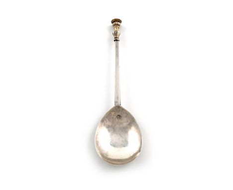 A Charles I Sussex silver Vase Seal-top spoon, by John Wood, I, Chichester, circa 1630, fig-shaped bowl, the reverse with a r