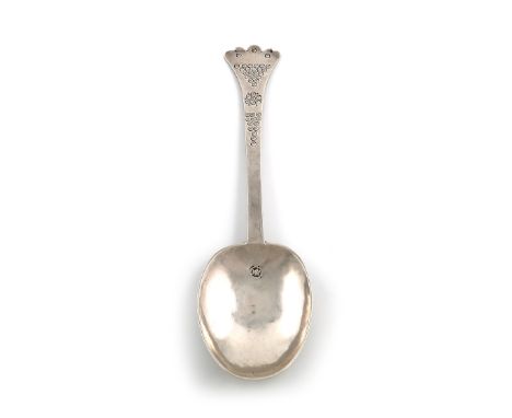 A Charles II Wessex area silver Shaded Roundels spoon, marked once to the bowl and three times to the stem with a fleur-de-ly