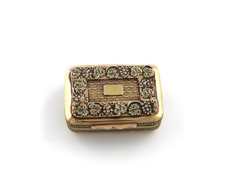 A George III silver-gilt vinaigrette, maker's mark worn, possibly by Lea and Clark, Birmingham 1816, rectangular form, engine