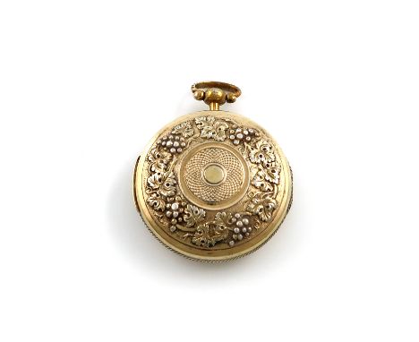 A George III silver-gilt watch case vinaigrette, by Samuel Pemberton, Birmingham 1817, circular form, chased with trailing vi