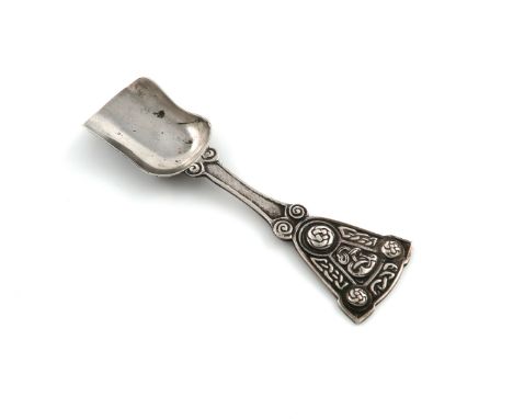 A Scottish provincial silver sugar spoon, by Alexander Ritchie, Iona circa 1910, shovel shaped bowl, the tapering handle with