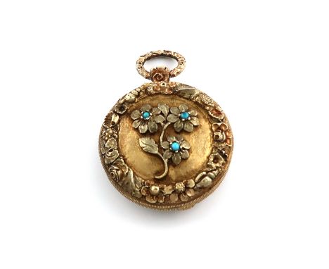 A George IV silver-gilt watch case vinaigrette, by Thomas Newbold, Birmingham date letter worn, circular form, the front and 