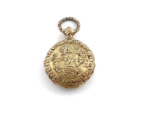 A George IV silver-gilt watch case vinaigrette, by Joseph Willmore, Birmingham 1824, circular form, chased with trailing vine