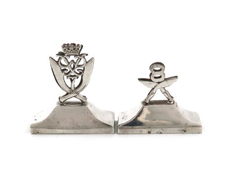 A Regimental electroplated menu card holder, 7th Duke of Edinburgh's Own Gurkha Rifles, unmarked, modelled as the regimental 