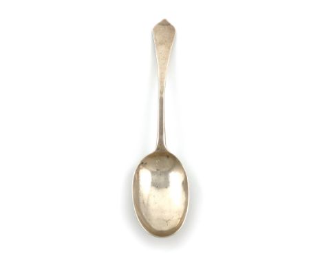 A Queen Anne Sussex silver Dog-nose tablespoon, by Anthony Dodson, Lewes circa 1710, the oval bowl with a plain raised rat-ta