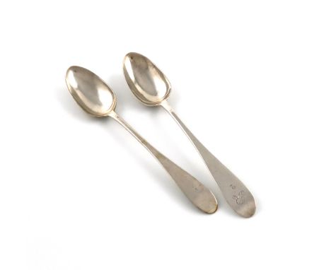 Two George III Scottish provincial silver Celtic Point pattern teaspoons, maker's mark A.R and s sunburst, possibly Alexander
