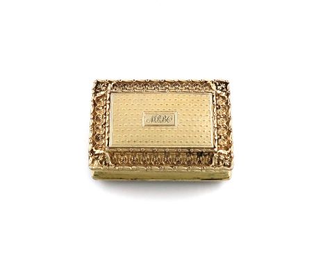 A George IV silver-gilt vinaigrette, by Thomas Shaw, Birmingham 1829, rectangular form, engine-turned decoration, chased clas