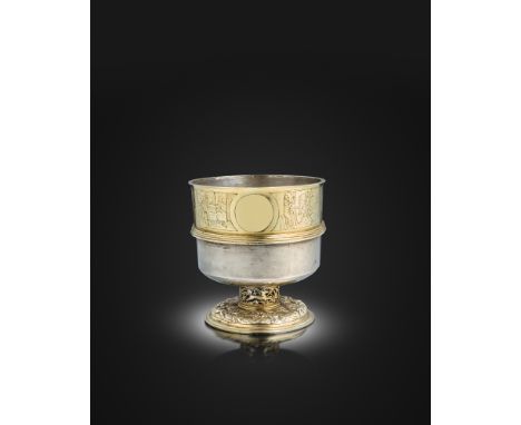 A late 16th century German parcel-gilt silver setzbecher or stacking beaker, no apparent town or maker's mark, possibly trace