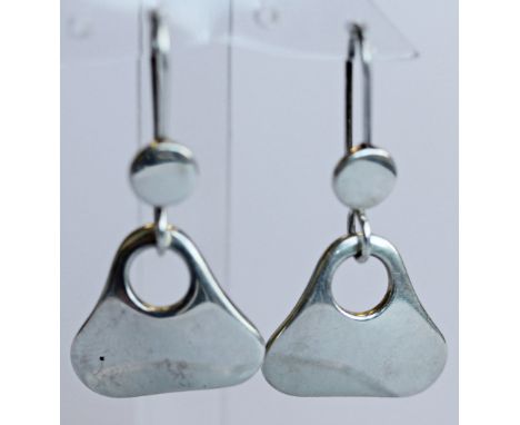 A PAIR OF GEORG JENSEN 925S EARRINGS designed by Regitze Overgaard, number 463b, of lobed triangular form with open loop susp