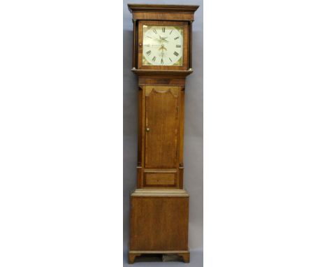 A 19TH CENTURY OAK AND MAHOGANY THIRTY-HOUR LONG CASE CLOCK by Thomas Yeates (I), Penrith (1791-1865), with flat-topped hood,