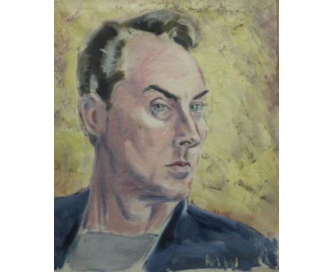 *MICHAEL WILDING (British 1912-1979) SELF PORTRAIT oil on canvas, monogrammed lower right, in a moulded gilt frame. 54cm x 44