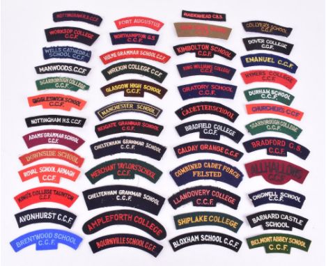 Quantity of Schools and Army Cadet Force Cloth Shoulder Titles, including Collyer’s School CCF, Durham School CCF, Bradford G