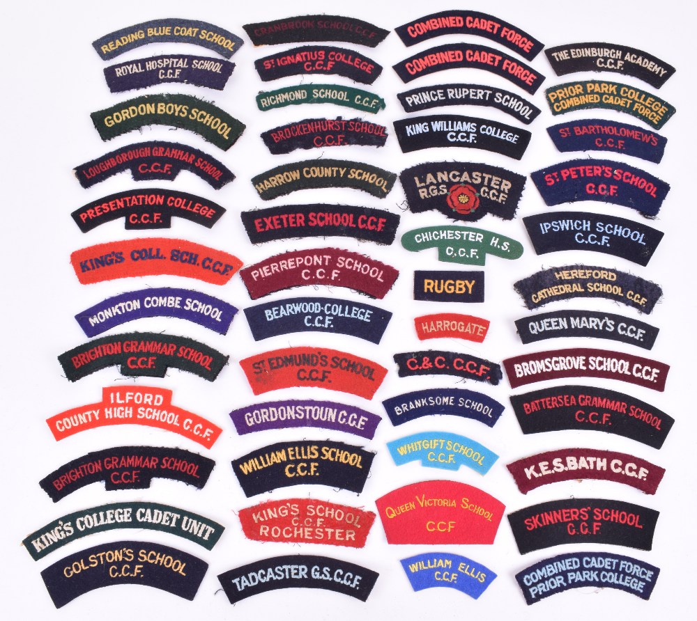 Quantity of Schools and Cadet Force Cloth Shoulder Titles, including ...