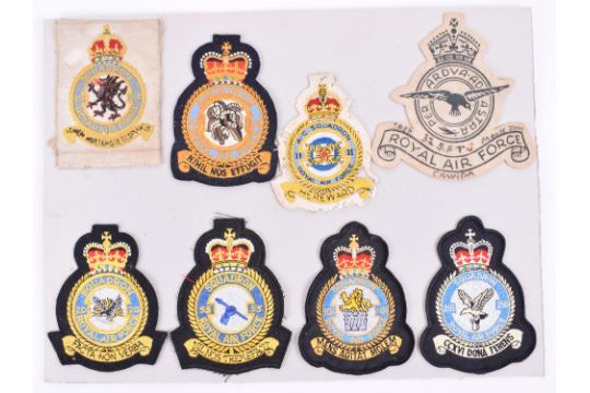 RAF Squadron Badges, 8 large cloth flight suit badges, 3 with Kings ...