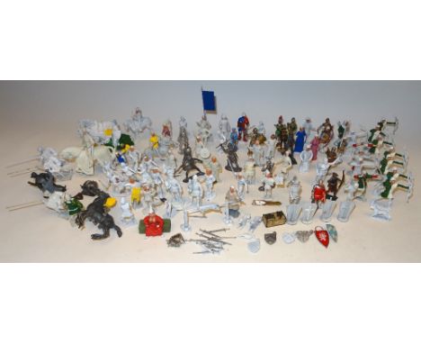 Replica original castings, Medieval figures including thirteen in the style of Courtenay and a plaster Tournament spectator p