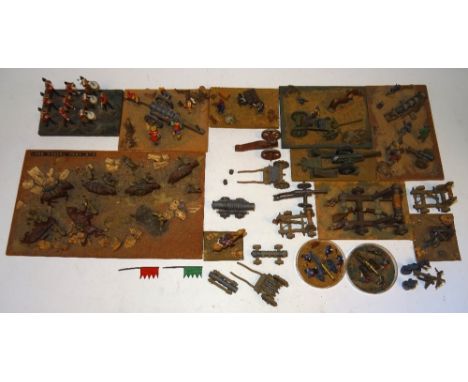 Dioramas, 54-25mm scale, Indian Army and other items, a few die-cast vehicles, guns, unfinished models, spare parts etc.Brita