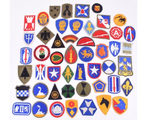 50x American Military Uniform Patches, various periods and regiments including 36th Infantry Brigade, 46th division, US Army 