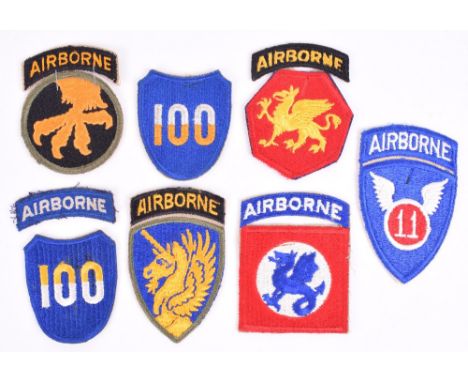 Grouping of American Airborne Patches, including 11th Airborne, 108th Airborne division with tab, 508th Airborne, 13th Airbor