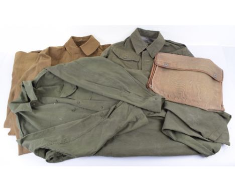 Selection of British Military Uniforms, including Post war overalls, denim blouse size 10 dated 1952 complete with buttons, m