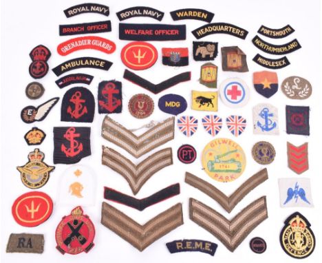 Military and Civil Defence Cloth Badges, mixed lot of British army, civil defence, navy, RAF and others. (54 items) 