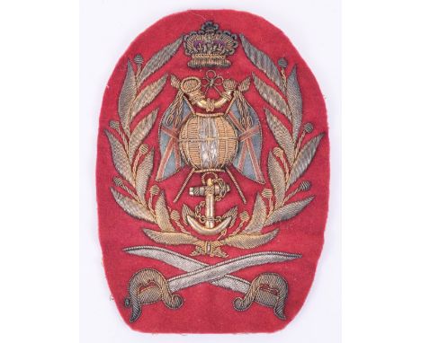 Scarce Victorian Royal Marines Light Infantry Colour Sergeants Arm Badge, fine beautifully embroidered bullion arm badge for 