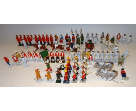 Replica original castings British Indian Army six mounted Cavalry and two bullocks (Condition Good, eight incomplete or parts