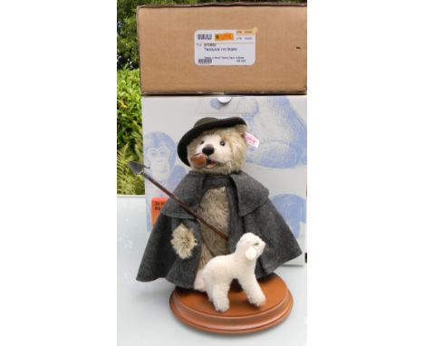 Two Steiff Limited Editions Teddy B 24 Incense Smoker and Teddy in boot, 037153 Teddy Bear Smoker Sheperd with Lamb 24cm, whi