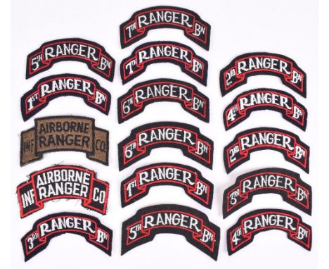 American Ranger Battalion Shoulder Titles / Patches, consisting two examples of 1st – 7th battalion, some variations. Accompa
