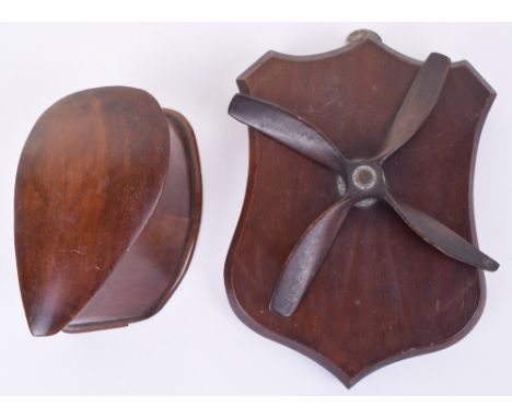 Aircraft Propeller Made Trinket Box, WW1 period example made of laminated wood from left over wooden propellers. Box with rem