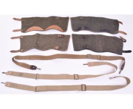 2x Pairs of German Army / Waffen-SS Issue Gaiters, complete with the leather straps and metal buckles. Good overall condition
