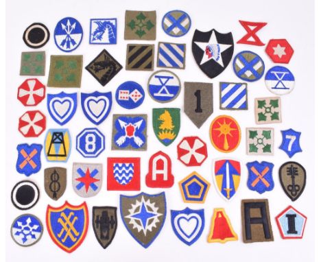 50x American Military Uniform Patches, various periods and regiments including 6th Army, 156th Quartermaster Command, 10th Ar
