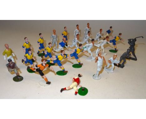 Replica original castings Footballers nine fully finished, with one original Britains, three tennis players and a Golfer (Con