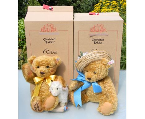 Two Steiff Limited Editions Cherished Teddies, 665912 Chelsea, blonde 33cm, white tag, 02252 of 5000 and 665905 Daisey. blond