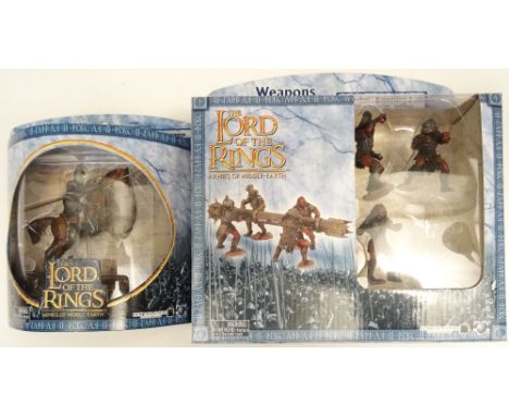 Playalong Lord of the Rings 60mm scale plastic figures in original boxes: Gandalph, Merry, Pippin, Gondorian Horseman Ranger 