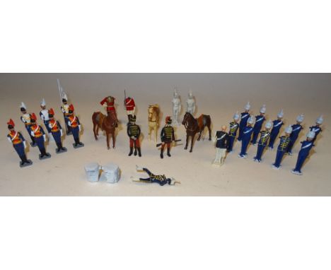 Replica original castings British Army Cavalry with a few hollowcasts, many part painted, fifteen at the halt (Condition Good